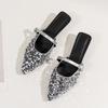 Pointed Sequin Cloth Mesh Breathable Metal Buckle with Non-slip Low Heel Sandals Spring New Bao Toe Slippers