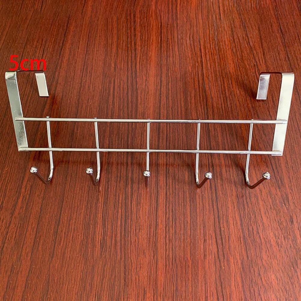 Stainless Steel Over the Door Hanger Rack 5 Hooks for Small Space Organization