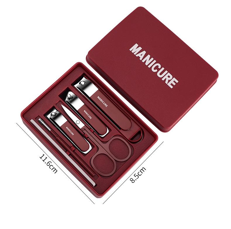 Six-Piece Nail Clipper Gift Set: Anti-Splatter, Large Opening, Carbon Steel Clippers for Household Use
