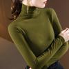 High Neck Undercoat Women's Double Sided Brushed Long Sleeve T-Shirt Warm Keeping Top Elegant and Comfortable Women's T-Shirt
