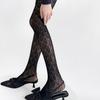 Womens Nylon Sheer Pantyhose Lace Detailing Slimming Pantyhose Solid Color Hollowout Geometric Pattern Stockings Hosiery