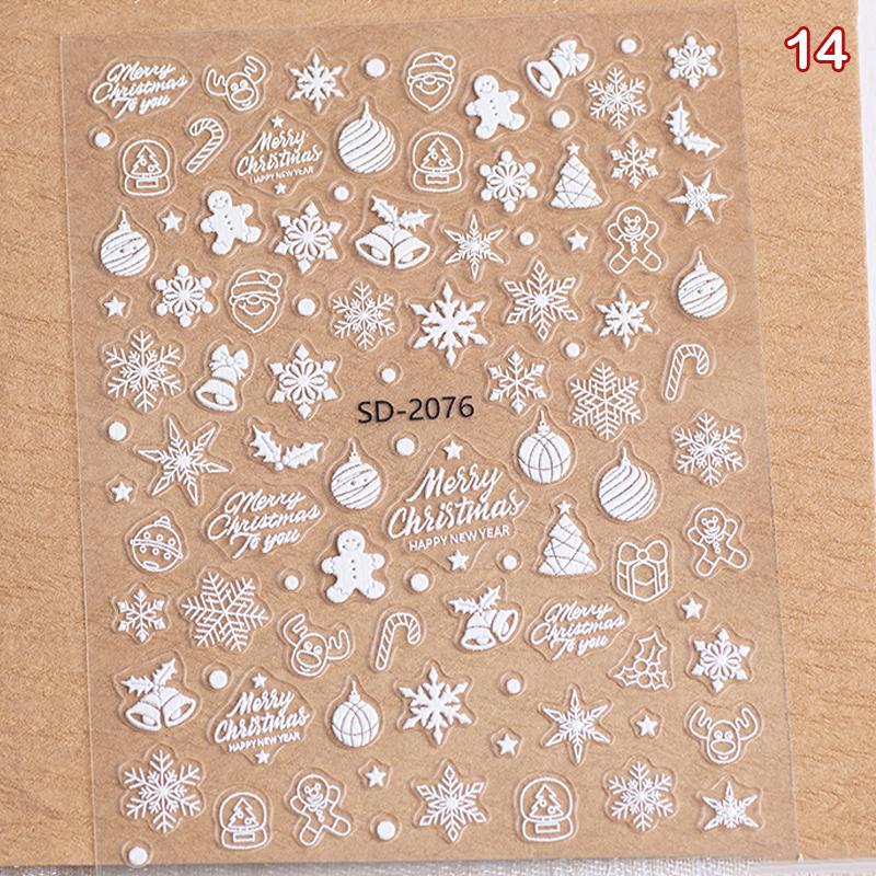 Christmas Lovely Cartoon Bowknot Santa Claus Snowman Christmas Tree Elk Snowflake Nail Art Stickers Xmas Cute Manicure Decals