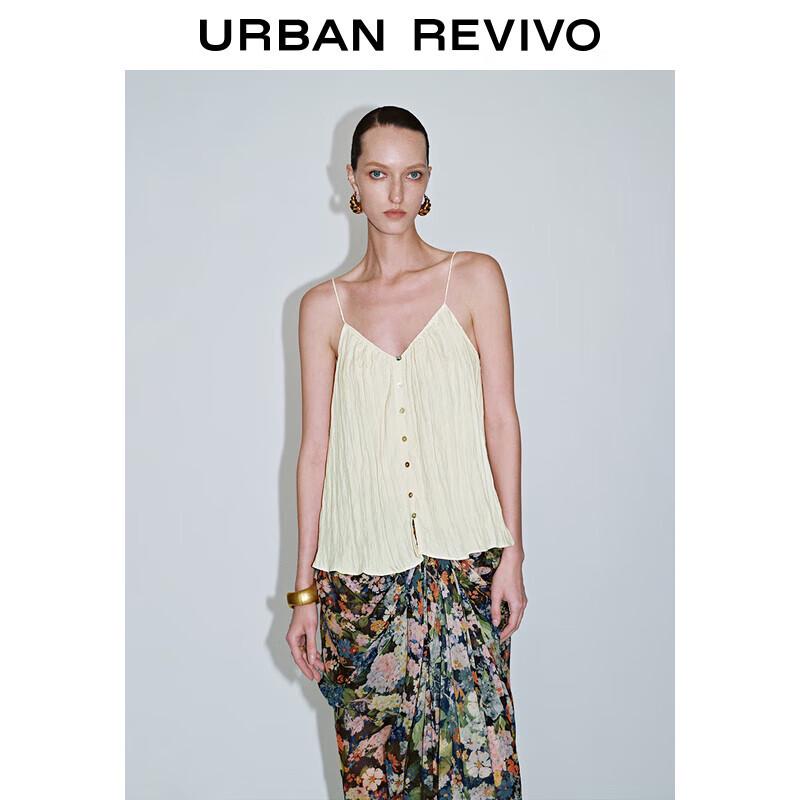 

UR Women s Bohemian V-Neck Pleated Button Camisole L