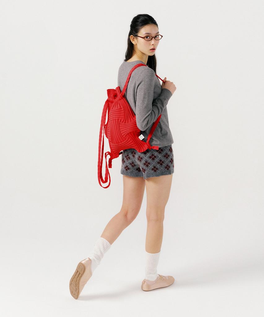 Pleatsmama New Bow Backpack Red
