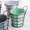 Storage Bucket with Iron Frame Hanging Planter Basket Balcony Flower Pot Hanger Home Decoration Vase with Handle for Living Room Courtyard