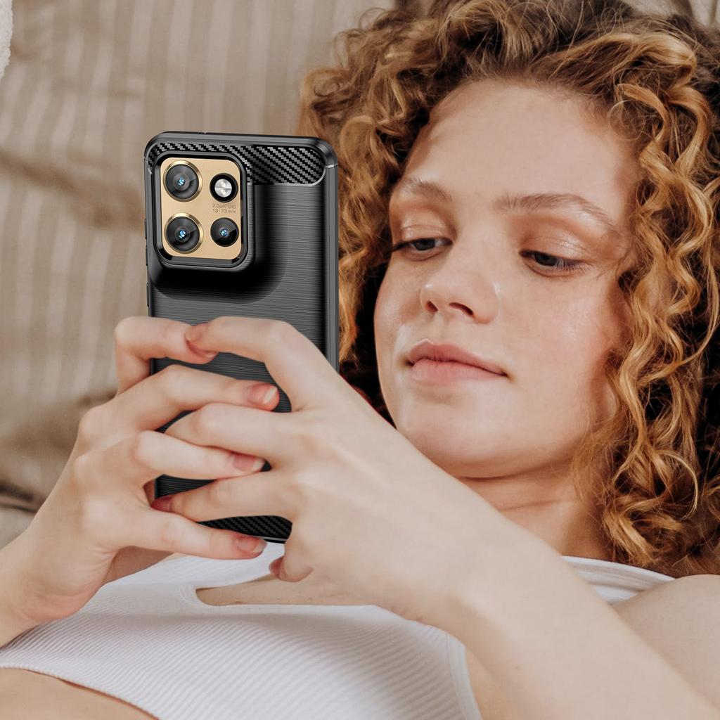 For Motorola Edge 50 Neo 5G Case with Screen Film WANLONFENG LS Series Big Lens Hole Brushed Texture TPU Phone Cover