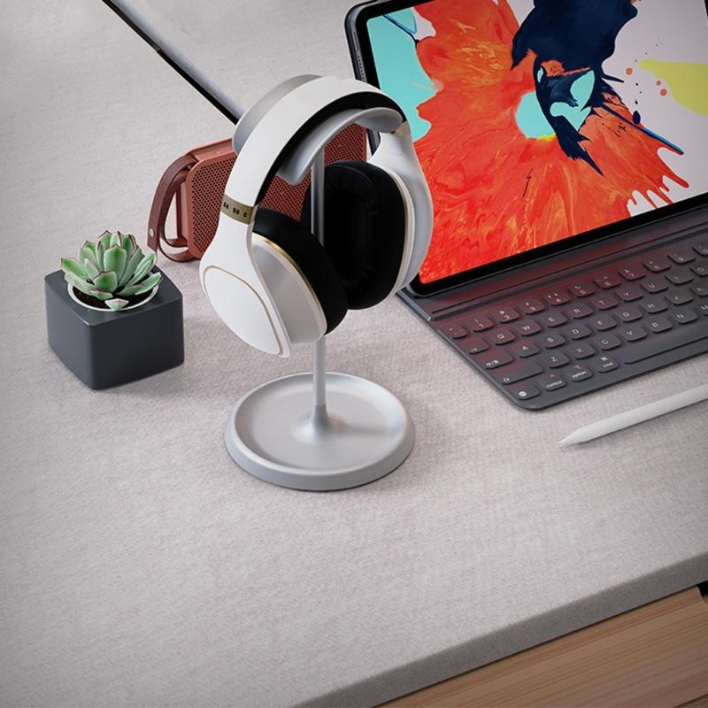 Curveds Headphone Stand NonSlip Heavy Base Gaming Headset Holder Hanger with Storage Tray for Headsets Desk Display