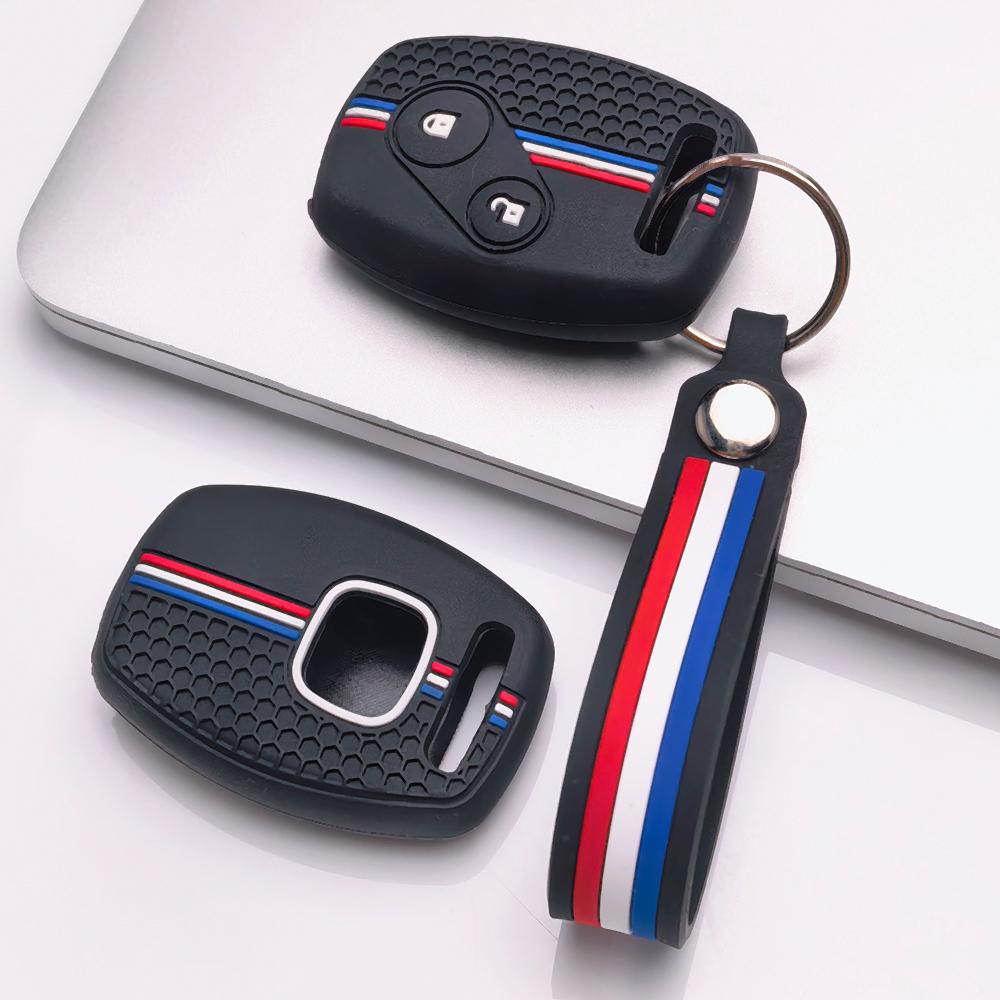 Key Fob Cover for Honda Accord Civic CR V City Jazz Fit Pilot with Keychain Anti-Scratch Surface Shockproof Structure Soft Grip Texture