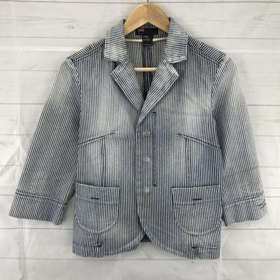 Stripe Jacket [Italy/S/White×Blue] Distressed Jacket(USED)