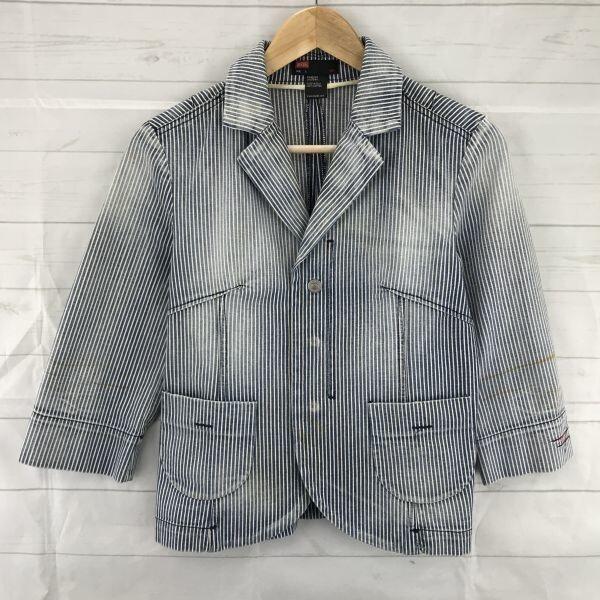 

DIESEL Stripe Jacket [Italy/S/White×Blue] Distressed Jacket