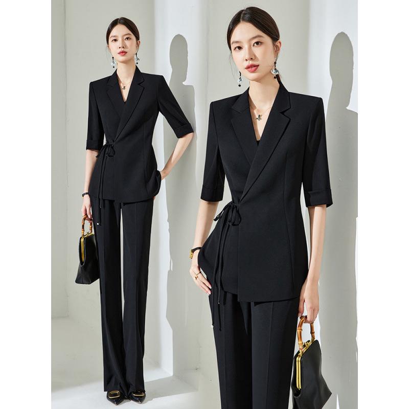 

2797 Plus Size Women s Light Luxury Slimming Suit: Mature Style Two-Piece Set with Micro Flare Pants 5XL