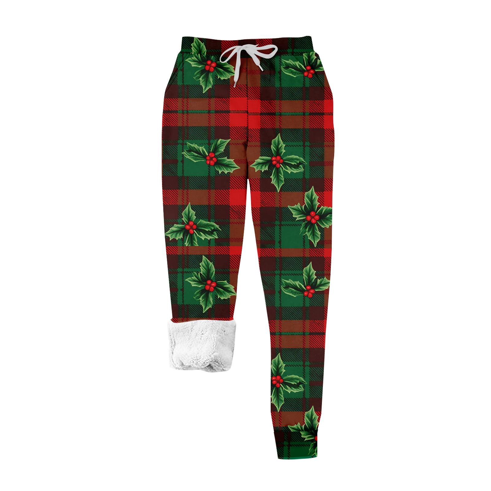 

Women s casual fashion home Christmas print plush sweatpants XXL