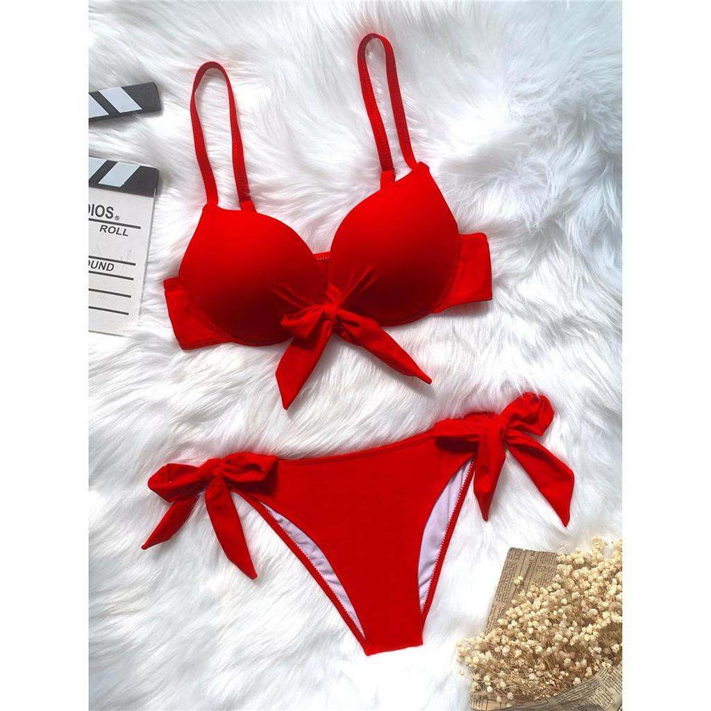 Costum de baie Bikini Push-Up cu Noduri Femei Costume de Baie Femei Set Bikini Două Piese cu Cupe Sutiene Costume de Baie Swim EMA