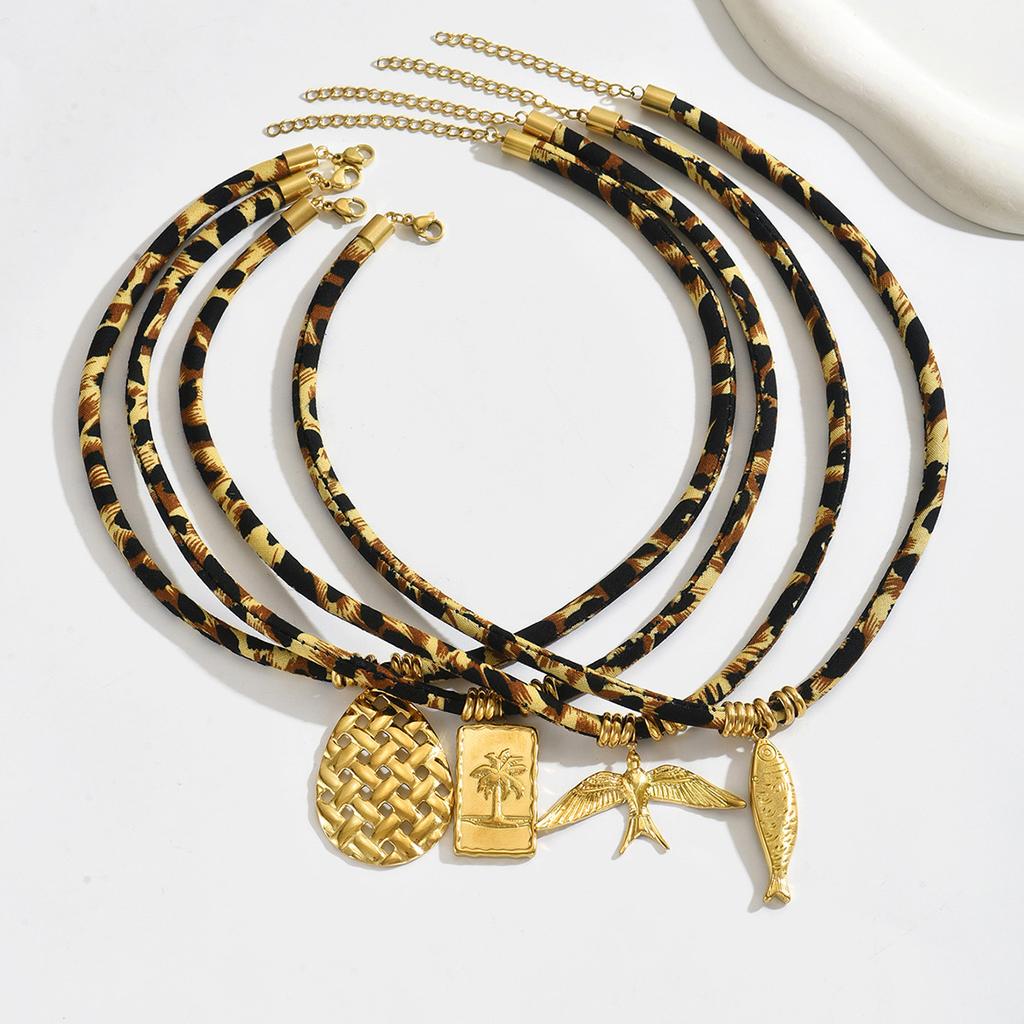 Wind Damenschmuck Nische Geometrisches Anhängerdesign Leopard Seilkette Vielseitige Premium-Sense Halskette Frauen