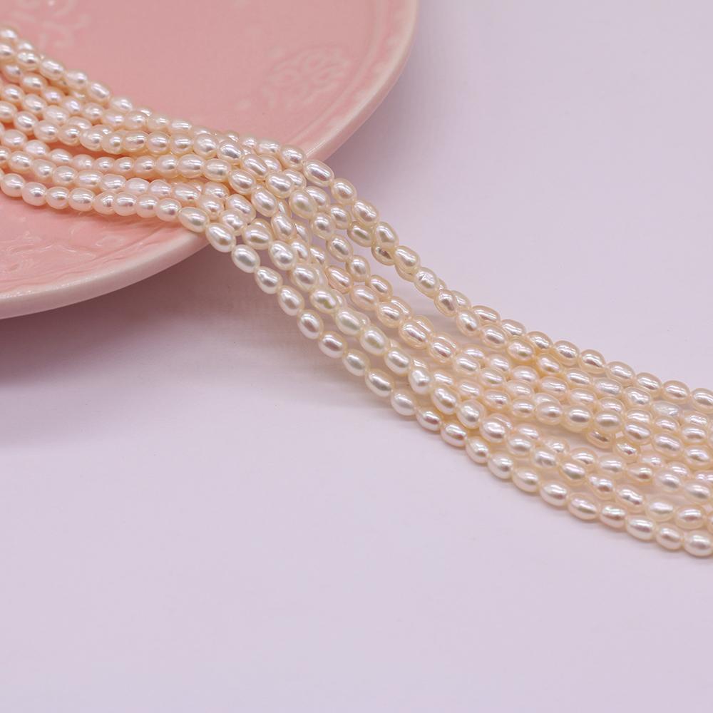 Luxury Natural Freshwater Rice Shape Pearls 3-3.5mm, 36cm Strand Handmade Wedding Jewelry Accessories DIY Crafts