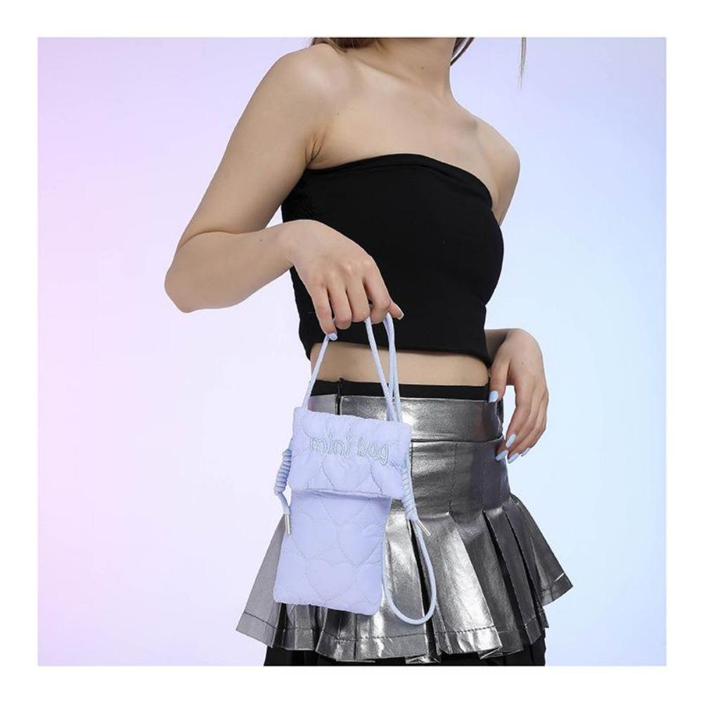 Nylon Rhombus Bag, Simple Letter Style.