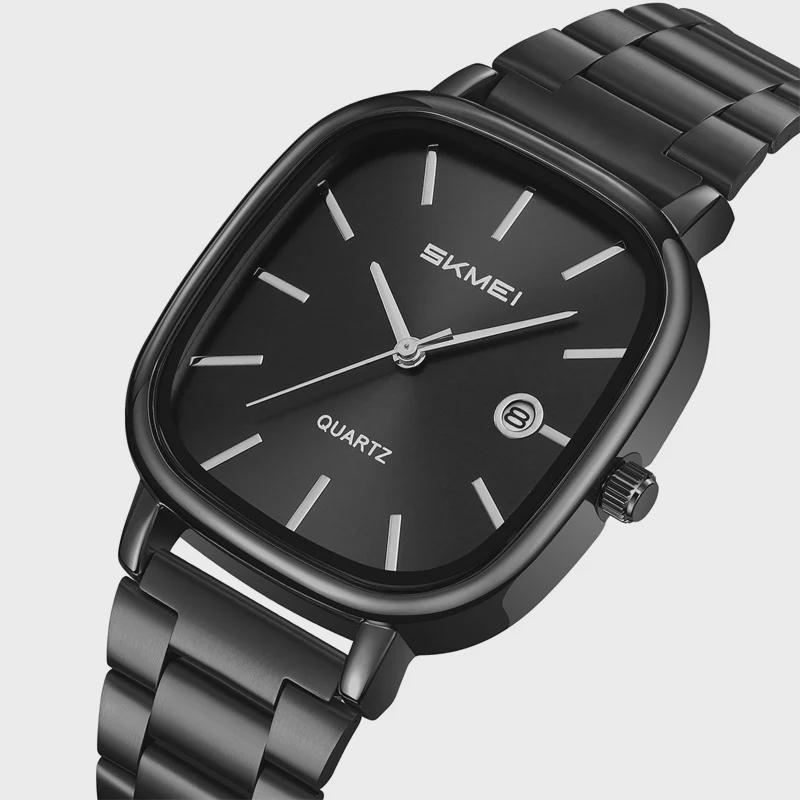 Luxury Mens Quartz Calendar Watches Stainless Steel Strap Waterproof Analog Display Fashion Casual Wristwatch