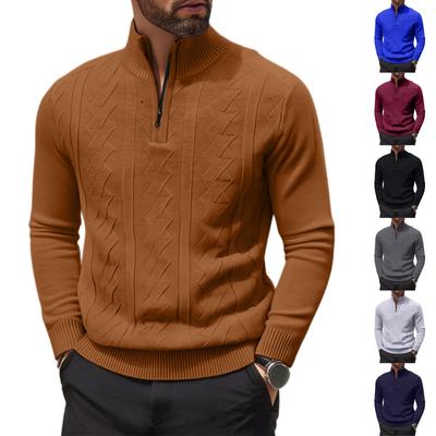 Halb Reißverschluss Pullover Langarm Gestrickter Pullover Farbe