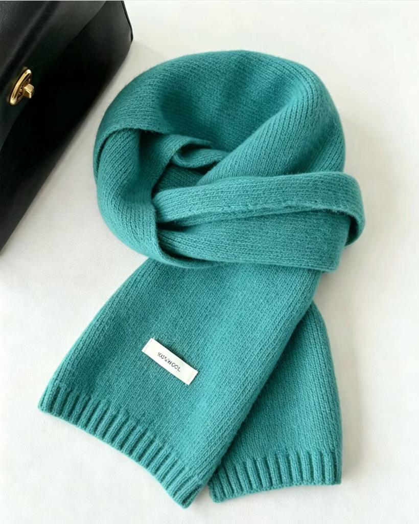 Autumn and winter new Australian 111 pure scarf women's solid color versatile warm knitted scarf light luxury high sense