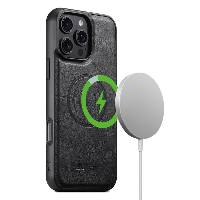 Luxury Magsafe Cowhide Magnetic Case iPhone 16 15 14 13 12 Pro Max Plus Wireless Charging Case