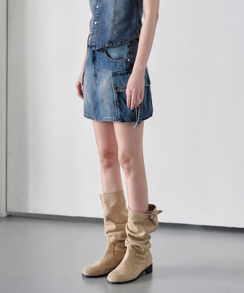Deketeuumeon Cargo Mini Skirt Dcsk004Bluea