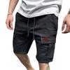 Pantaloncini Cargo da Uomo a Colore Unito, Lunghezza al Ginocchio, Gamba Larga Dritta, Tasche Multiple, Streetwear per Allenamento