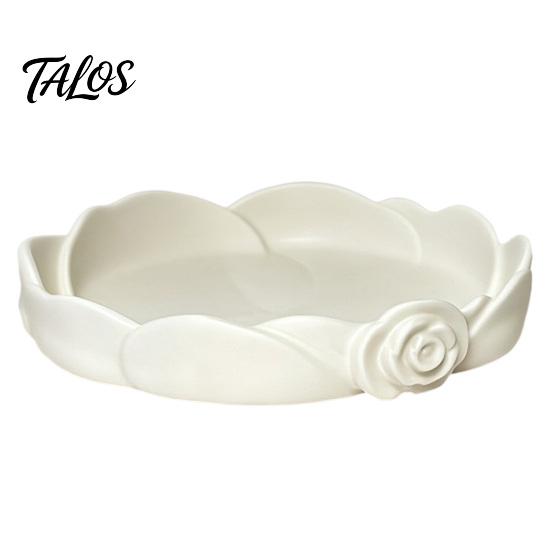 Delicate Rose Shaped Dish Jewelry Storage Tray, Decorative Plastic Trinket Dish, 3D Small Item Container Printed Desktop Organizer for Earrings