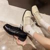 French square head Mary Jane small leather shoes spring niche large size high heels retro thick heel ballet shoes