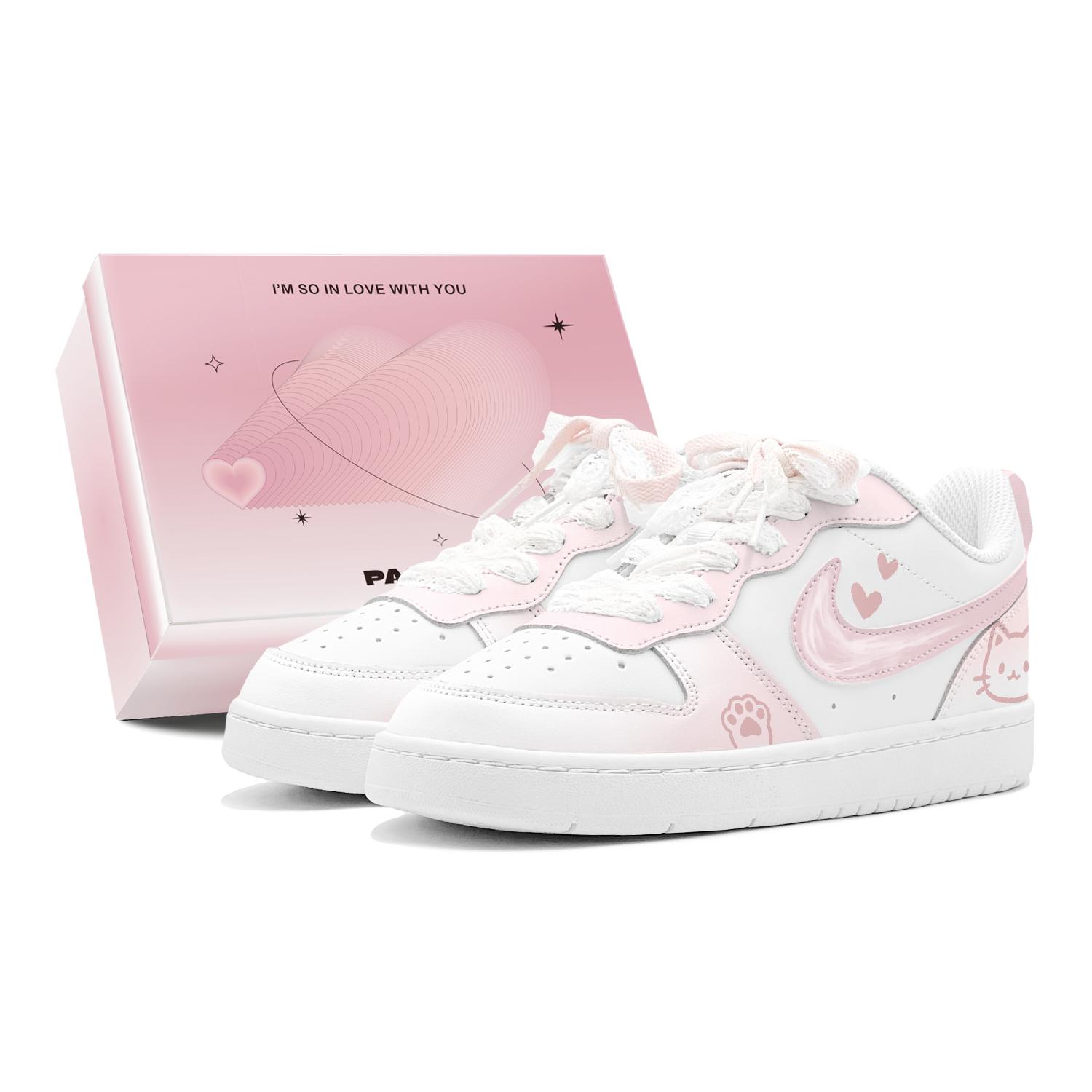

Nike Court Borough Couple s, Romantic Treats, Pink Love Kitten, Heart, Sweet And Cute, Cute Anti Aging GS Low top BQ5448-100(TeamS3-S-BOX) 40