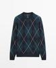 Masimodutti Cotton Diamond Pattern Knit Sweater
