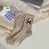 Female Autumn New Style Sweet Bow Dotted Lace Boneless Tube Pile Socks