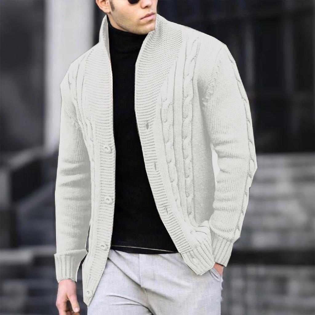 Giacca Calda Casual da Uomo Maglione Cardigan in Maglia Giacca da Uomo a Maniche Lunghe con Cerniera e Cavo