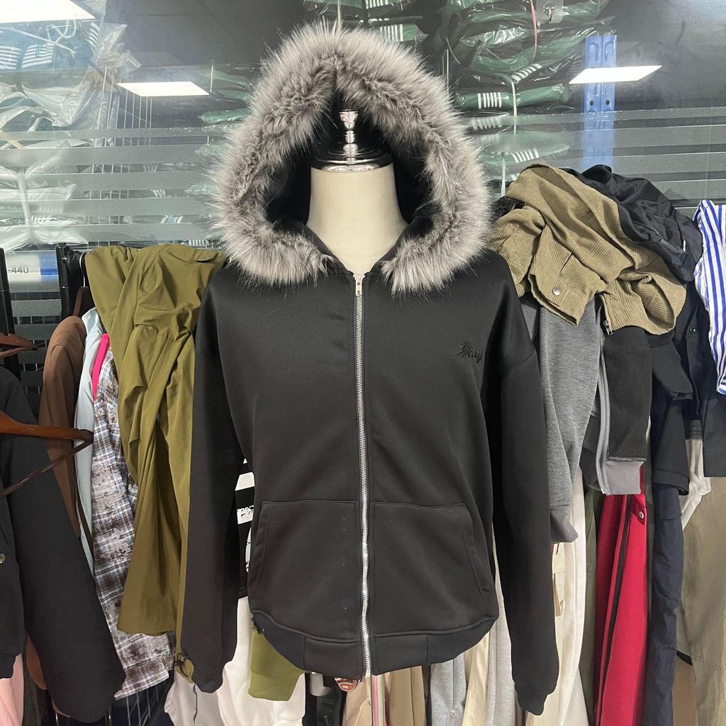 American Retro Oversized Fur Collar Couple Hoodie Cardigan