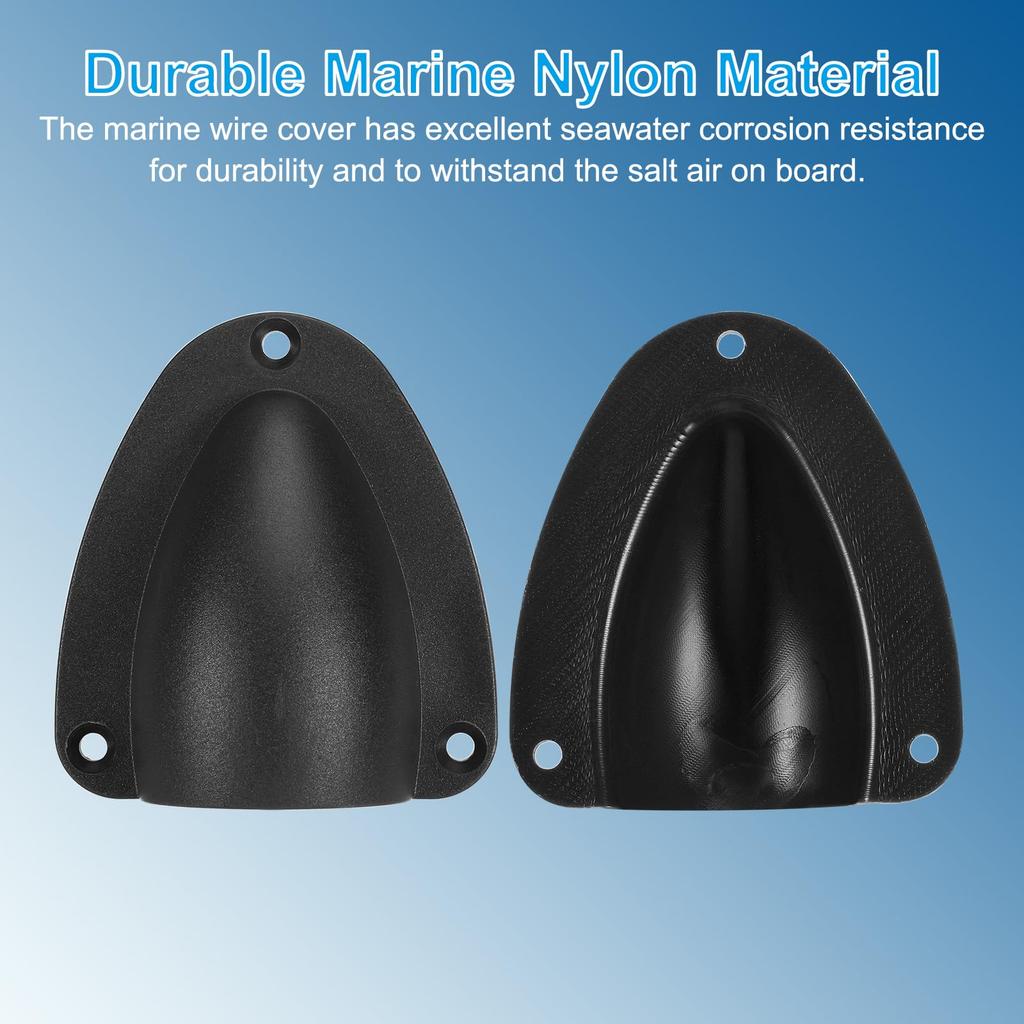 PATIKIL 2-29/32" Nylon Marine Wire Cable Vent Cover for Boat Yacht, 2 Plastic Clamshell Vent Caps with Mounting Screws, Black