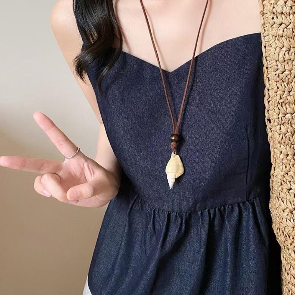 

Bohemian Retro Starfish Pendant Necklace for Women Summer Ocean Accessories Shell Conch Long Chain Necklace Jewelry Gifts
