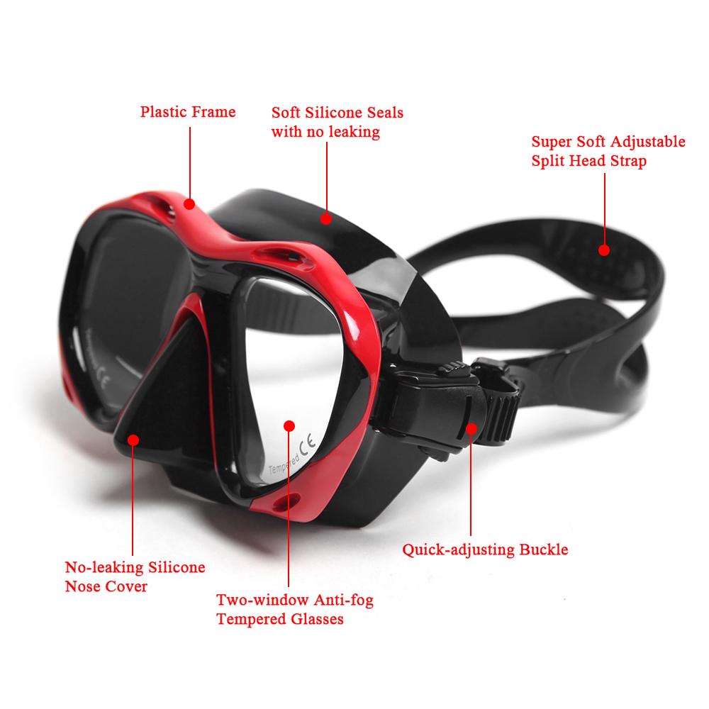 Men's Women's Anti-fog Diving Snorkeling Mask Two-window Scuba Diving Mask Swim Goggles Swimming Mas