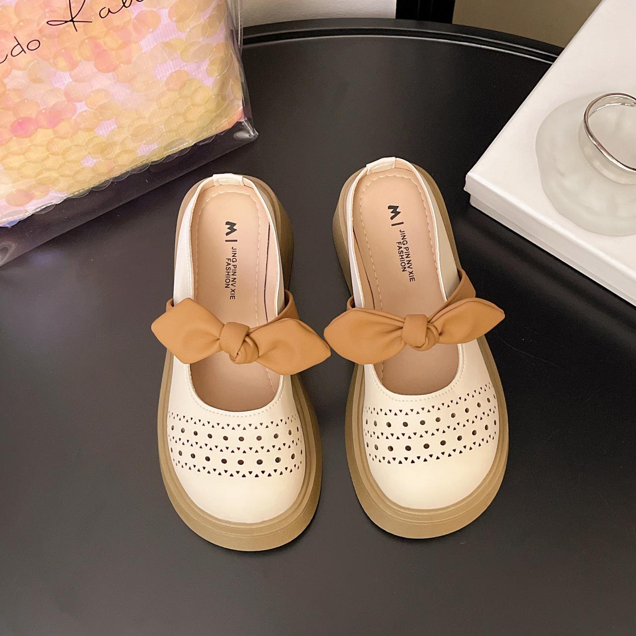 

2025 новые туфли Мэри Джейн с квадратным носком, толстым каблуком, цветным блоком и бантом, женские модные универсальные шлепанцы во французском стиле 40 бежевый