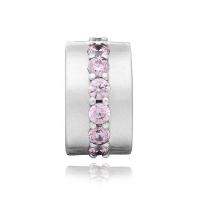 791972PCZ Shining Path Pink Clip Silver Charm