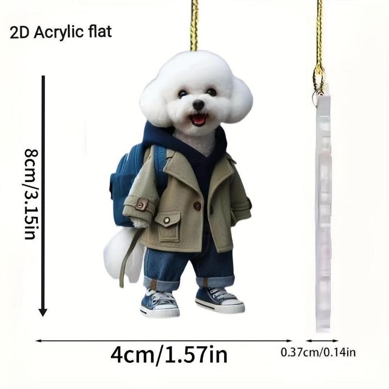 New Cute Personality Puppy Backpack Pendant Fashion Acrylic Flat Car Pendant Keychain Pendant