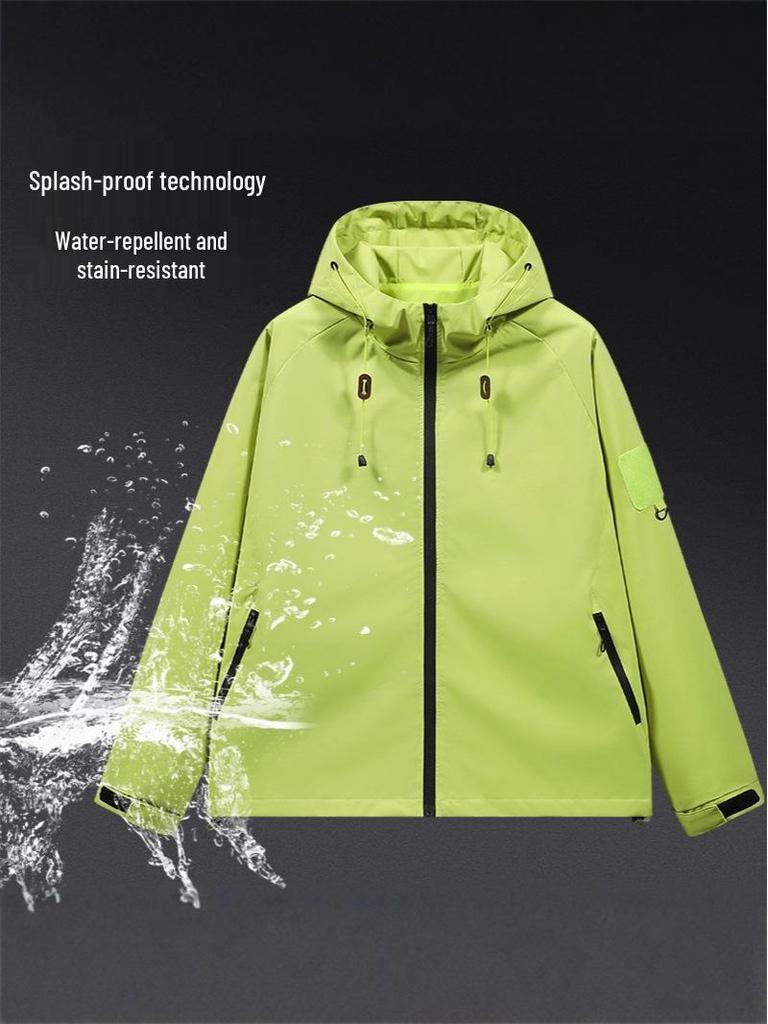 Men's 2025 Spring/Autumn Windproof Waterproof Hooded Jacket: Trendy, Loose-Fit Workwear Outerwear