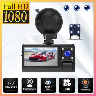 מצלמת דאש לרכב 1080P תא קדמי ואחורי רכב DVR מצלמת וידאו מקליט לילה ראיית לילה G-Sensor Loop הקלטת צג חניה 24 שעות