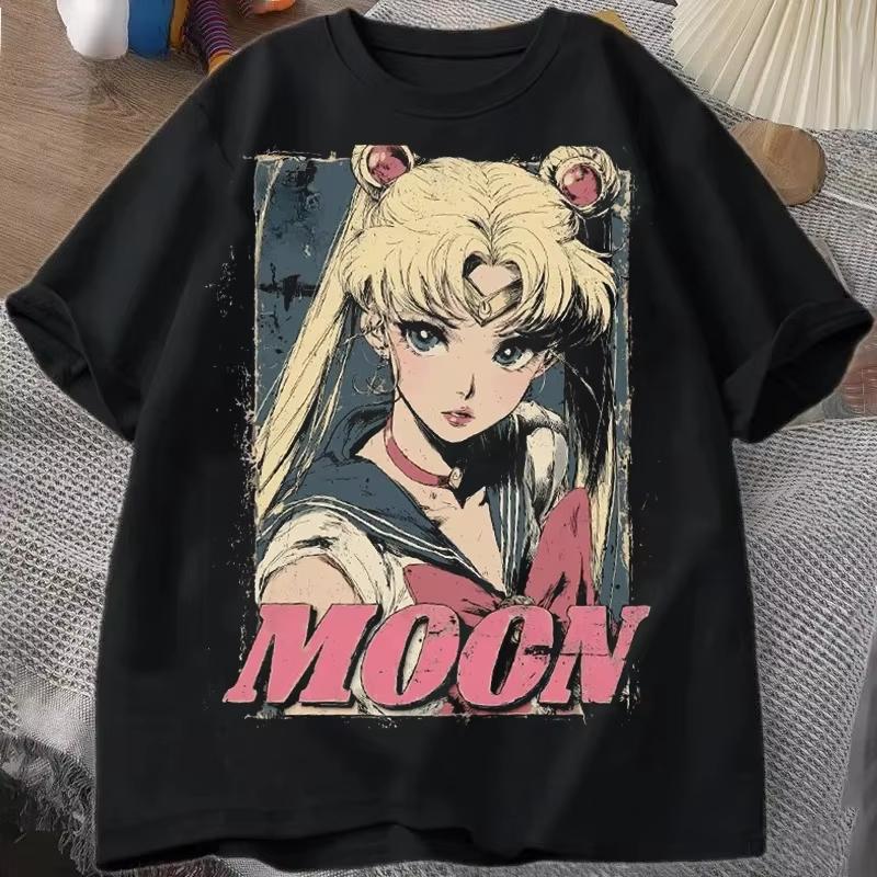 Sailor Moon Retro 90s Anime Graphic Printed Tshirt Unisexs and Womens Tshirt Unisexs Top Sports Tshirt 2026 Summer New Tee S