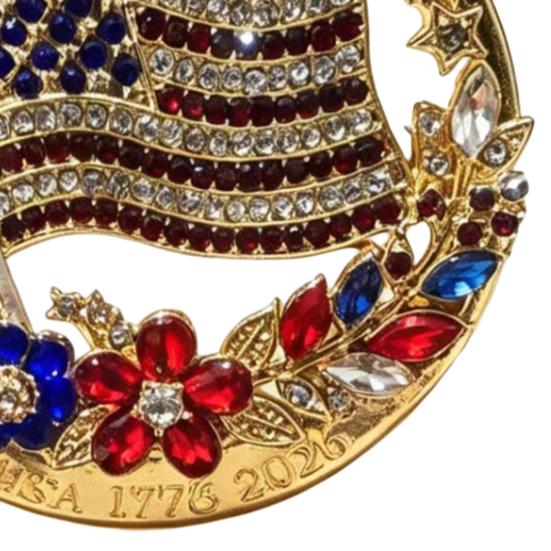 Brooch Pin American Flag Flower Blooming Enamel Lapel Pin