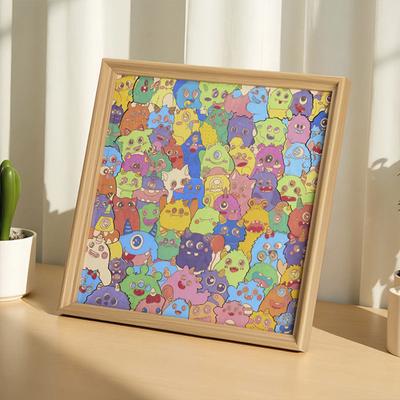 Yousheng Wooden Coloring Puzzle Kit with Photo Frame Marker Pens DIY Kids Adults Hand-Painted Cartoon Jigsaw Puzzle Decoration Ornament