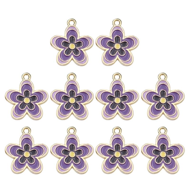 10 Pcs Colorful Flower Pendants Five Petal Flower Charm Jewelry DIY Accessories for DIY Necklace Bracelet Jewelry