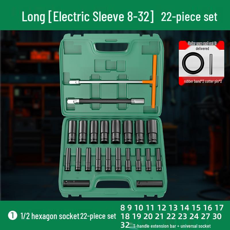 Umfassendes Elektroschrauber-Set mit verlängerten Sechskantstecknüssen – Groß, Mittel, Klein