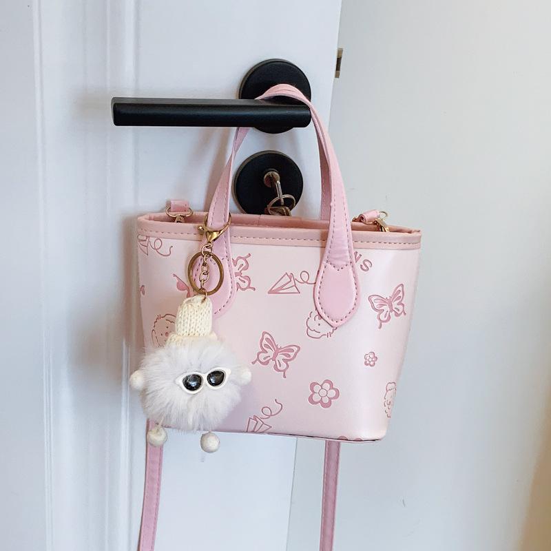 This Year, the Popular Contrasting Color Small Bag Women's 2025 New Versatile Messenger Bag Super Fire Embossed Portable Bucket Bag Wholesale