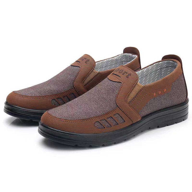 Men's Shoes Autumn New Old Beijing Cloth Shoes Soft Sole Comfortable Casual Single Shoes One Pedal Light Middle-aged and Elderly Father Shoes
