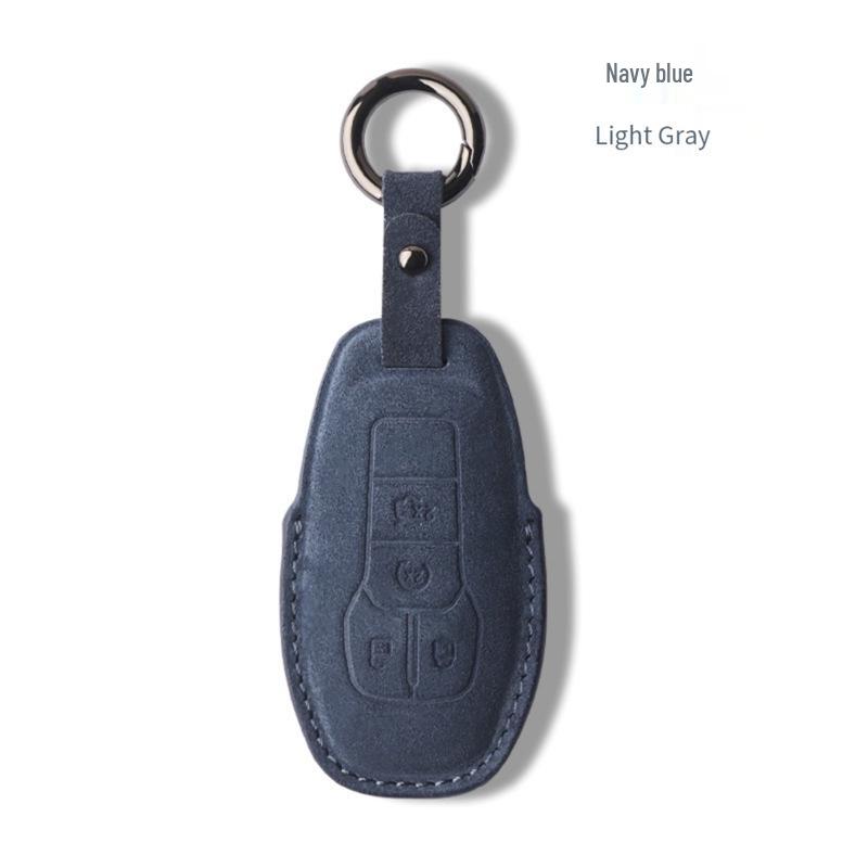Genuine Leather Key Case for 2017-18 Ford Explorer/Mustang with Suede Buckle