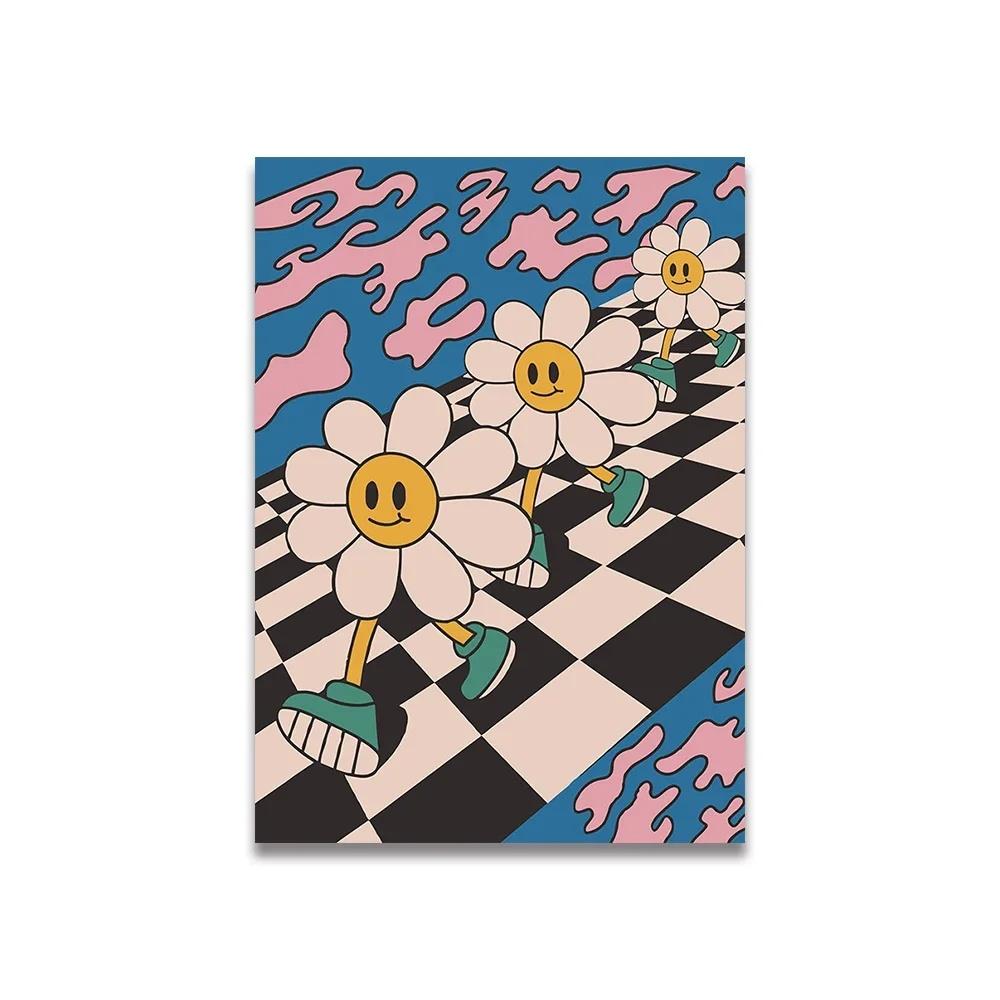 Vintage Pink Cartoon Print Canvas Posters Wall Art Poster Home Decor Canvas Print Painting  Living Room Bedroom Decor Unframed